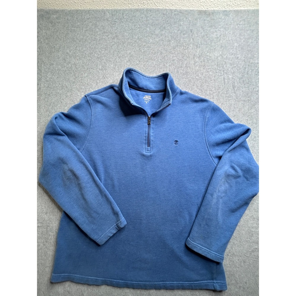 IZOD Saltwater Mens XL Blue Quarter Zip Fleece Pullover Sweatshirt